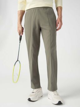 Technosport - Men Olive Polyester Mid Waist Track Pant