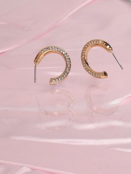 Lilly & Sparkle - Gold-Toned Circular Half Hoop Earrings