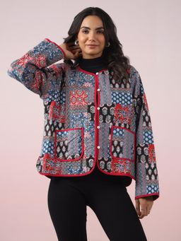 Jaipur Morni - Red Patchwork Printed Jacket