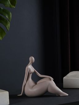 The Artment - Decorative Brown Human Lady Sitting Pose Polyresin Showpiece