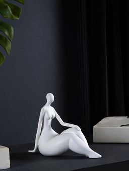 The Artment - Decorative White Human Lady Sitting Pose Polyresin Showpiece