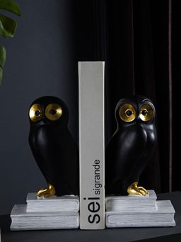 The Artment - Decorative Set of 2 Black Owl Polyresin Bookend - Book Organizer