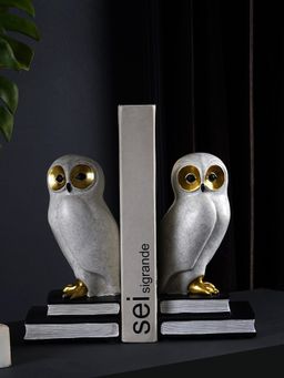 The Artment - Decorative Set of 2 White Owl Polyresin Bookend - Book Organizer