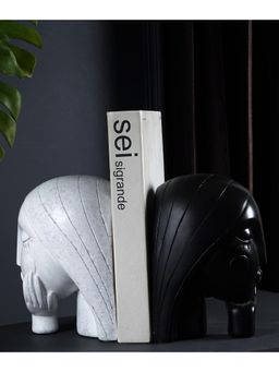 The Artment - Decorative Set of 2 Black & White Polyresin Bookend - Book Organizer