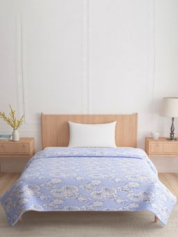 At Home by Nilkamal - Floral Printed Cotton Single Bed Dohar Blue (Single)