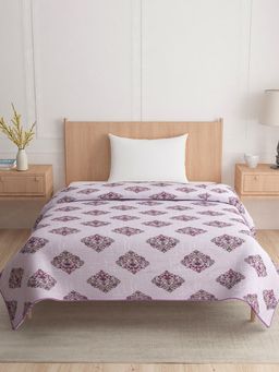 At Home by Nilkamal - Floral Printed Cotton Single Bed Dohar Pink (Single)