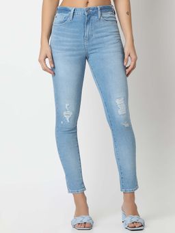 Spykar - Women High Rise Super Skinny Cotton Blue Jeans