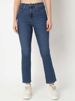 Spykar - Women High Rise Boot-Leg Cotton Blend Navy Blue Jeans