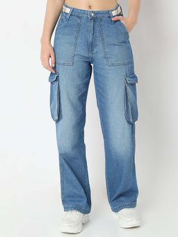 Spykar - Women Straight Fit High Rise Blue Casual Blue Jeans