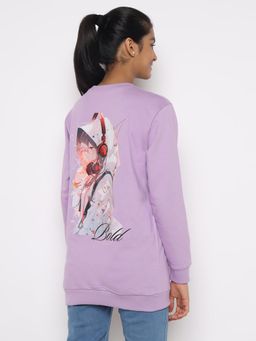 TotzTouch - Girls Anime Printed Stylish Purple Sweatshirt