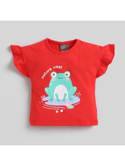 Little Kangaroos - Girls Red Printed T-Shirt