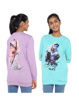 TotzTouch - Girls Anime Printed Stylish Sweatshirt (Pack of 2)