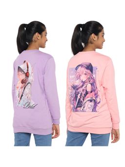 TotzTouch - Girls Anime Printed Stylish Sweatshirt (Pack of 2)