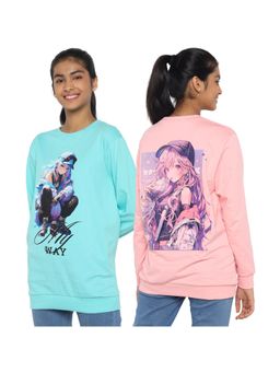 TotzTouch - Girls Anime Printed Stylish Sweatshirt (Pack of 2)