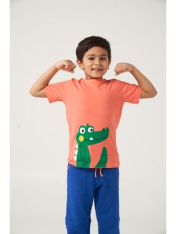 Kauma - Peach Embroidered T-Shirt
