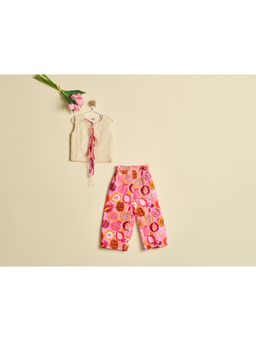Nino By Vani Mehta - Playfull Anar Pink Top with Pant