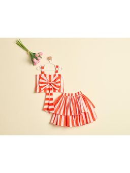 Nino By Vani Mehta - ORANGE TANGO Crop TOP & Skirt