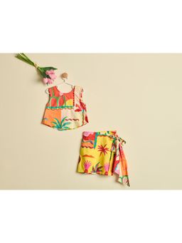 Nino By Vani Mehta - TROPICAL Crop Top With Skort
