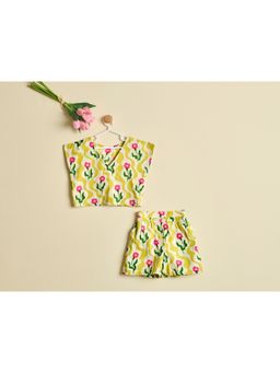 Nino By Vani Mehta - Wave And Bloom Yellow Co-Ord Set