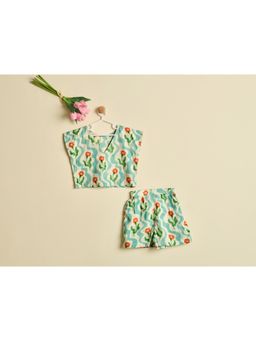 Nino By Vani Mehta - Wave And Bloom Green Co-Ord Set