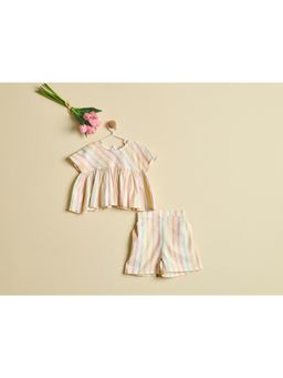 Nino By Vani Mehta - MULTI THREAD Stripes Top with Shorts
