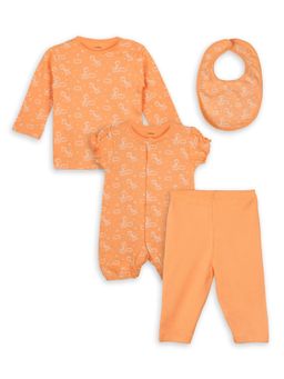Kidbea - Organic Cotton Peach Top with Pant & Onesie Bib (Pack of 4)