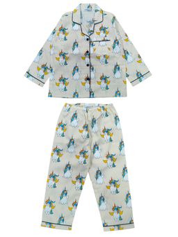 Shopbloom - Kids Multi-Color Cotton Animal Print Shirt with Pyjama