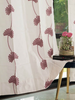 Urban Space - Aarohi Embroidery Cotton Curtain Window - Mauve