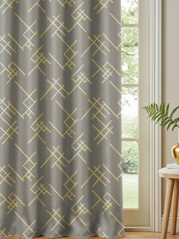Urban Space - 100% Blackout Goldfoil Curtains, Window, Criss Cross Grey