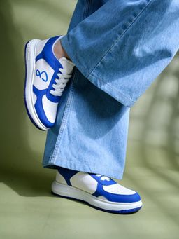 Shoetopia - Girls Blue Smart Casual Lace-Up Trendy Sneakers