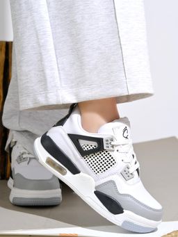 Shoetopia - Girls Grey Smart Casual Lace-Up Trendy Sneakers