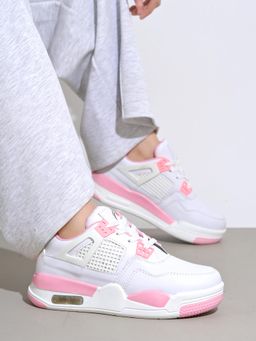 Shoetopia - Girls Pink Smart Casual Lace-Up Trendy Sneakers