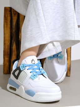 Shoetopia - Girls Blue Smart Casual Lace-Up Trendy Sneakers