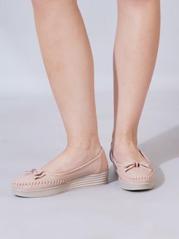 Shoetopia - Girls Peach Bow Detailed Ballerina