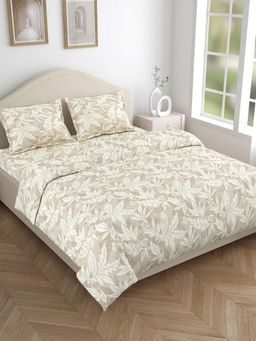 Haus & Kinder - Beige Bloom 144 Tc Bedsheet with Pillow Covers