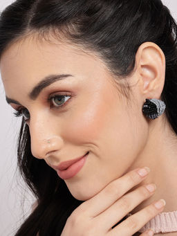 Sohi - Black Contemporary Studs Earrings