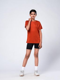 UMILDO - Orange Active Sportswear Set-Solid T-Shirt with Shorts (Set of 2)
