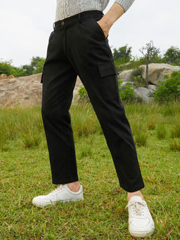 Campus Sutra - Men's Onyx Black Chino Utility Trouser