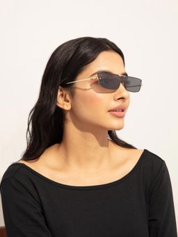 Twenty Dresses by Nykaa Fashion - Gold Black Oblong Sunglasses