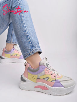 Shoetopia - Smart Casual Lace-Up White Sneakers for Women