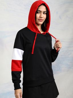 TOKYO TALKIES - Women's Black Solid Hooded Hoodie