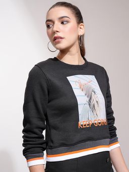 TOKYO TALKIES - Women's Black Graphic Sweatshirt