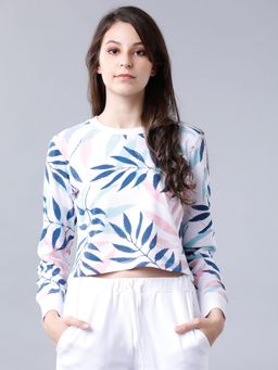 TOKYO TALKIES - Women's White Round Neck Sweat Shirt