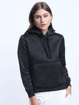 TOKYO TALKIES - Women's Black Solid Hooded Hoodie