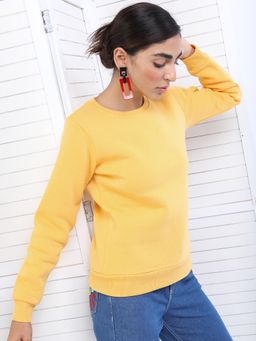 TOKYO TALKIES - Women's Yellow Solid Sweatshirt