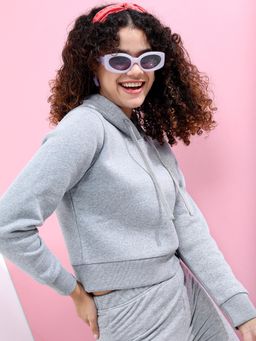 TOKYO TALKIES - Women's Grey Hooded Sweatshirt