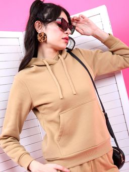 TOKYO TALKIES - Women's Beige Hooded Sweatshirt