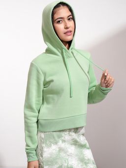 TOKYO TALKIES - Women's Sea Green Hooded Sweatshirt