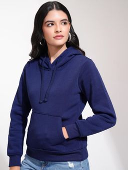 TOKYO TALKIES - Women's Navy Blue Hooded Sweatshirt
