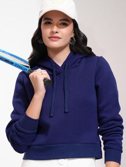 TOKYO TALKIES - Women's Navy Blue Hooded Sweatshirt